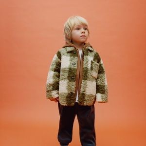 Plaid fleece overshirt green